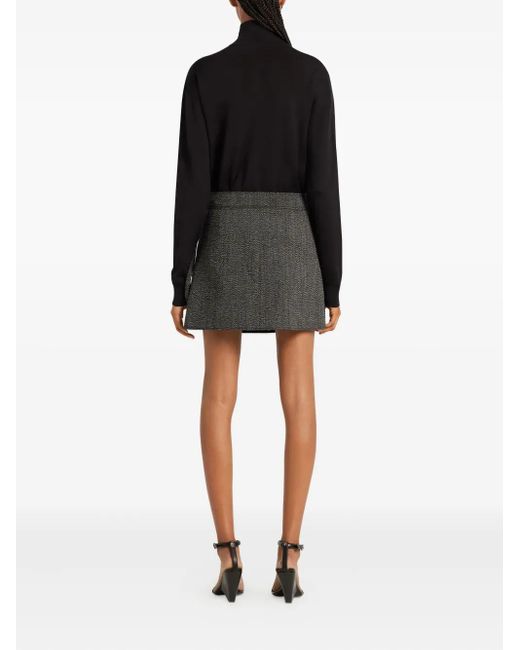 Courreges Tweed Mini-Rok Met Rits in het Black