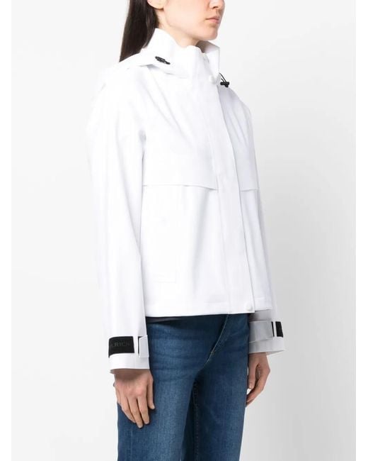 Woolrich White Logo-Patch Hooded Jacket