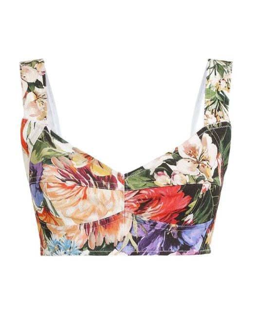 Dolce & Gabbana Pink Floral-Print Bralette Top