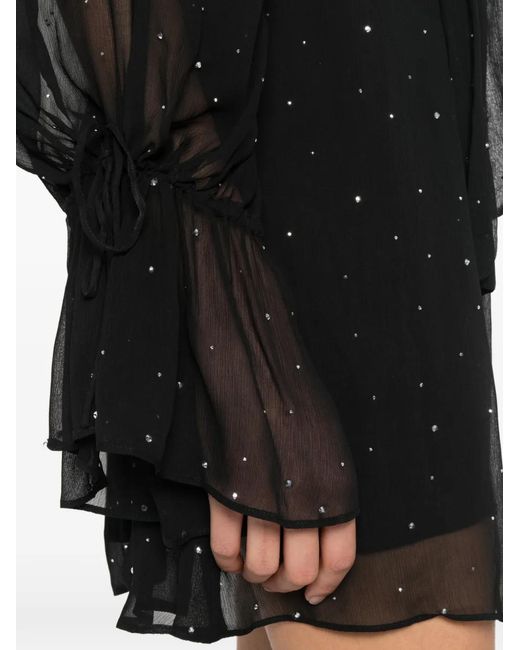 Staud Black Robe Courte Roux À Détail Noué