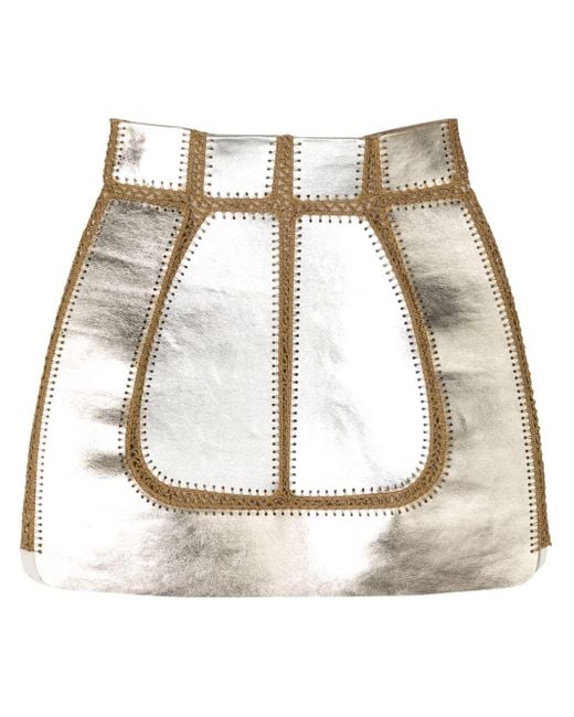 Cynthia Rowley Natural Metallic-effect Panelled Miniskirt