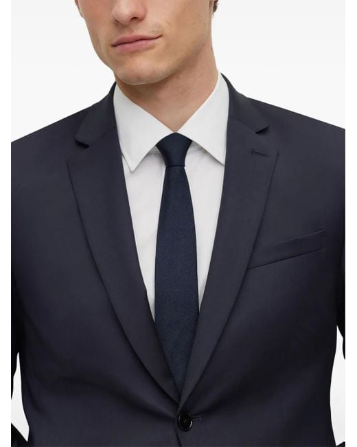 Boss Blue Virgin-Wool Single-Breasted Blazer for men