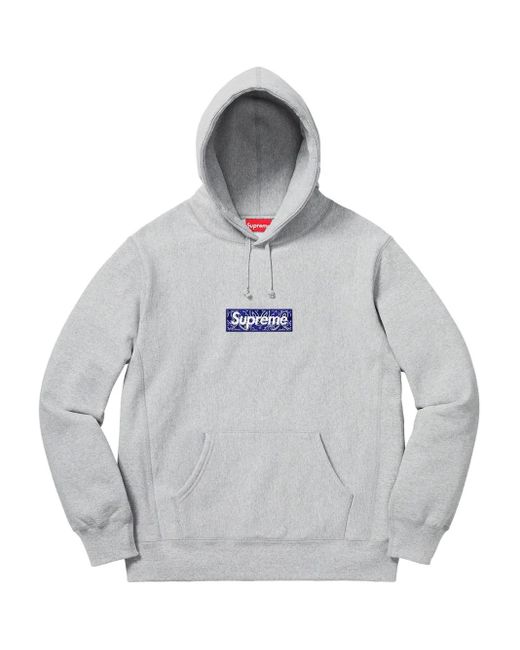 Supreme Gray Bandana Box Logo Hooded Sweatshirt for men