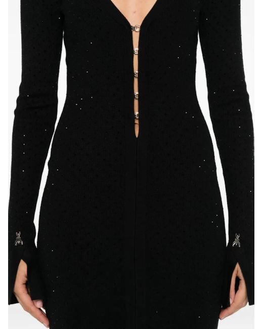Patrizia Pepe Black Embellished Button-Front Midi Dress