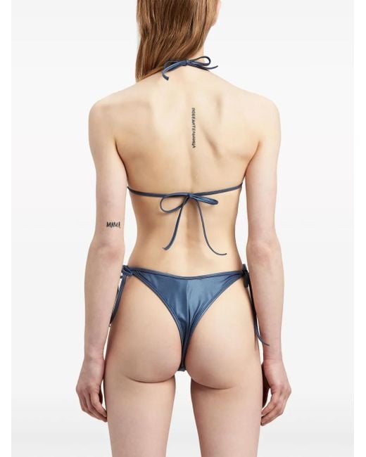 Palm Angels Blue Metallic Triangle Bikini Top