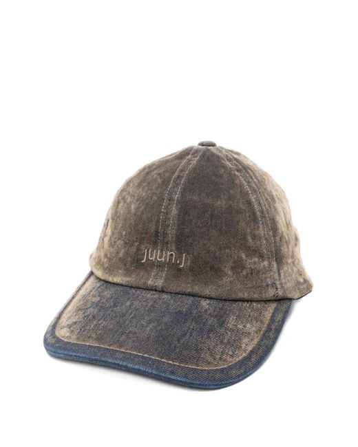 Juun.J Acid-Wash Denim Cap in Gray for Men | Lyst