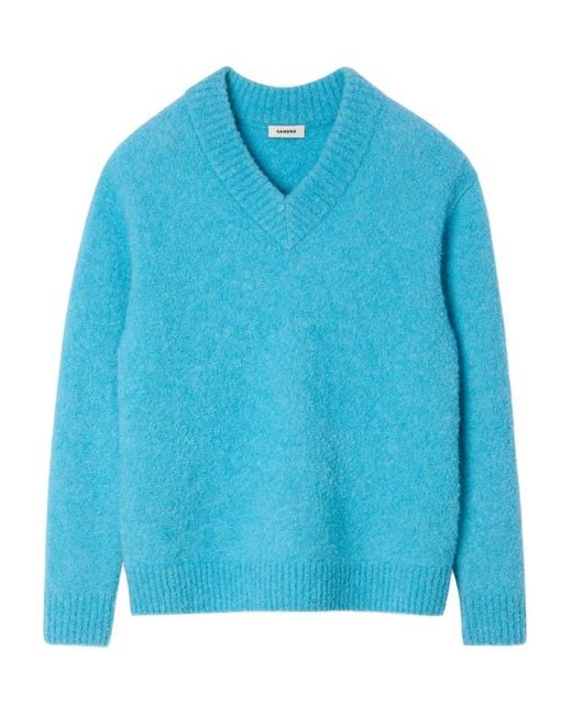 Sandro Blue V-Neck Long-Sleeve Sweater for men