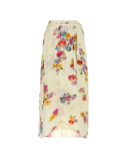 Isabel Marant Metallic Vanille Floral-Print Mid Skirt