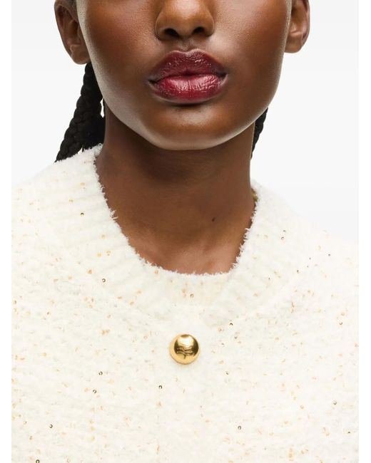 Karl Lagerfeld White Bouclé Button Vest