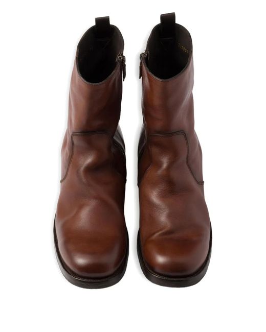 Prada Brown Leather Zipper Boots for men