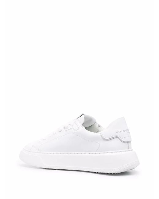 Philippe Model White Side Logo-Patch Sneakers