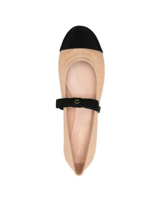 Gianvito Rossi Natural Bow-Detail Ballet Flat