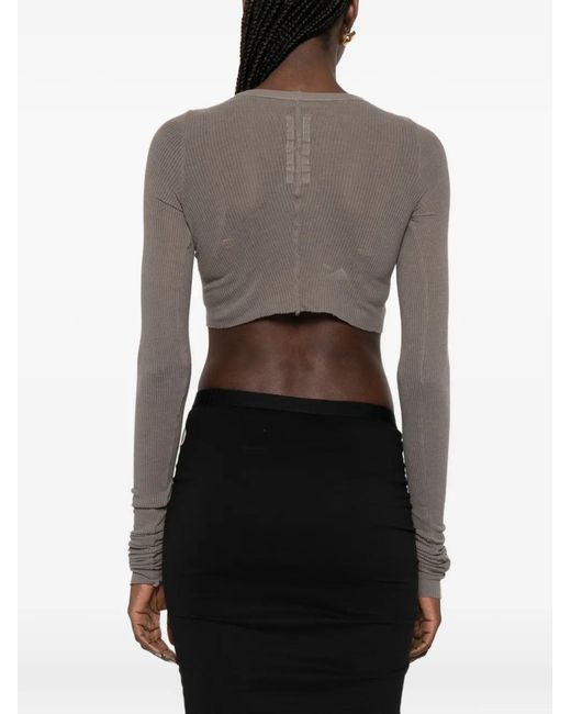 Rick Owens Gray Ls Crop T