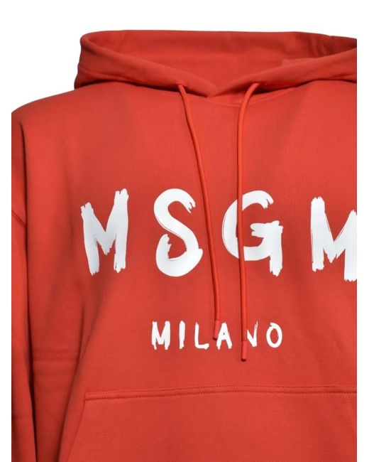 MSGM Red Logo Hoodie for men