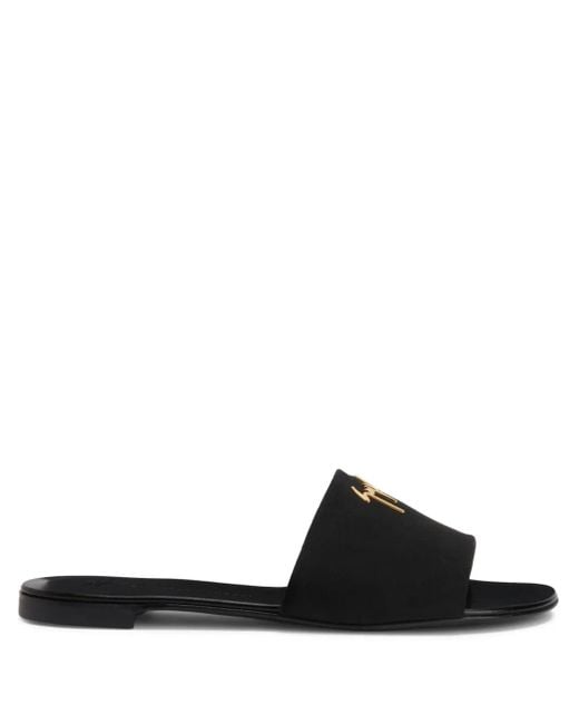 Giuseppe Zanotti Black Logo-Plaque Mules