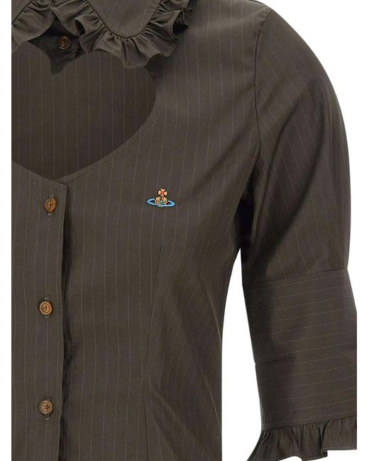 Vivienne Westwood Gray Toulouse Frill Striped Shirt