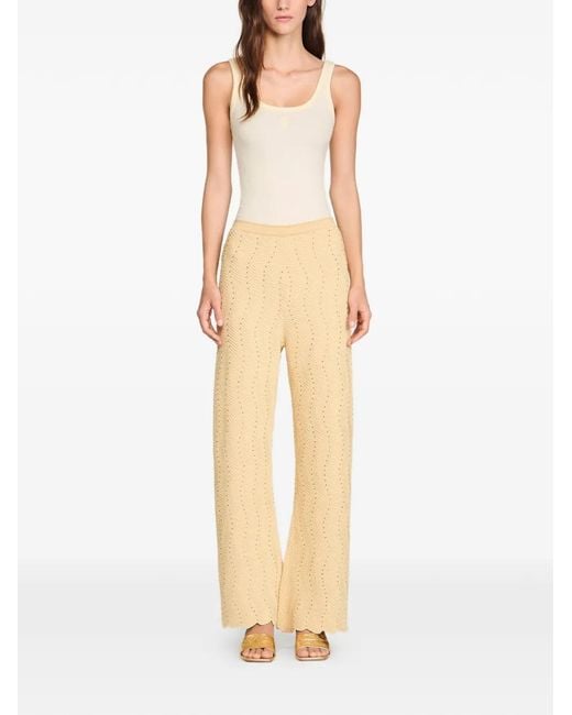 Sandro Natural Rhinestone Knit Trousers