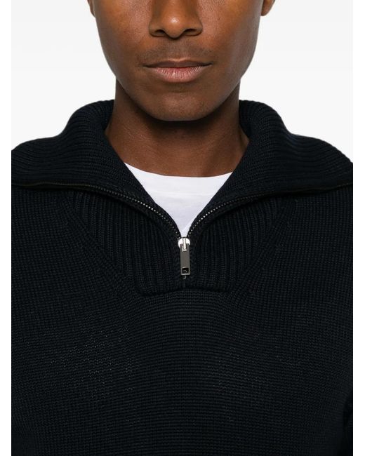 Daniele Fiesoli Black Quarter-Zip Sweater for men