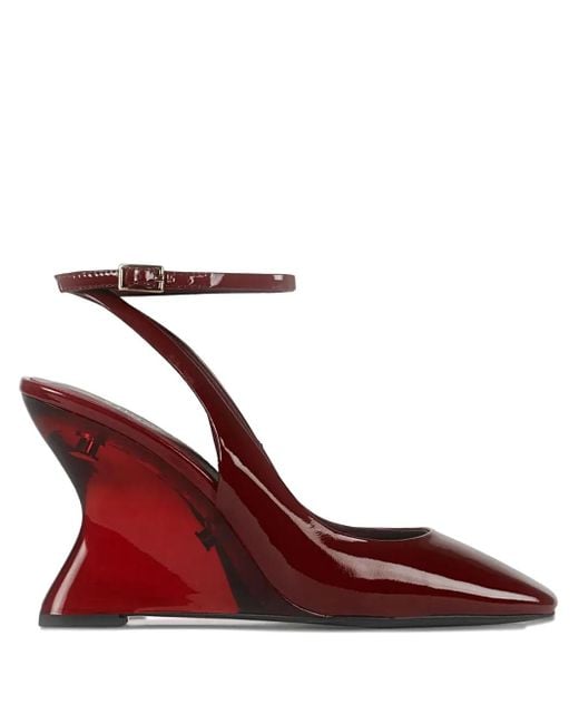 Jeffrey Campbell Red 95mm ankle-strap square-toe wedge sandals