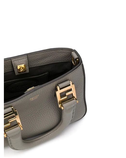 Fendi Gray Mini Ff Motif Tote
