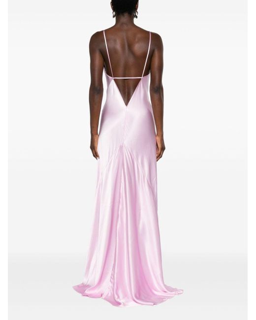 Slip dress largo con tirantes Victoria Beckham de color Pink