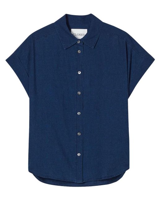 Closed Blue Linen Blend Shirt
