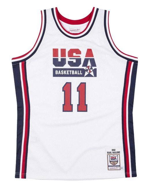 Maglia Basket Karl Malone, Usa 1992 di Mitchell & Ness in Red da Uomo