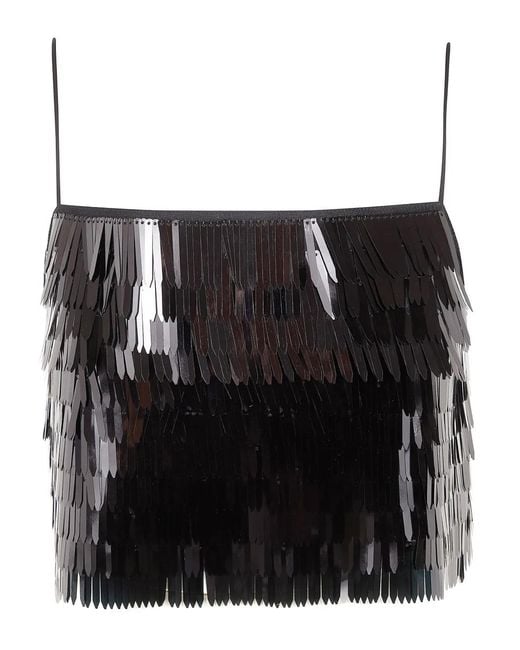 Self-Portrait Black Sequin-Embellished Top
