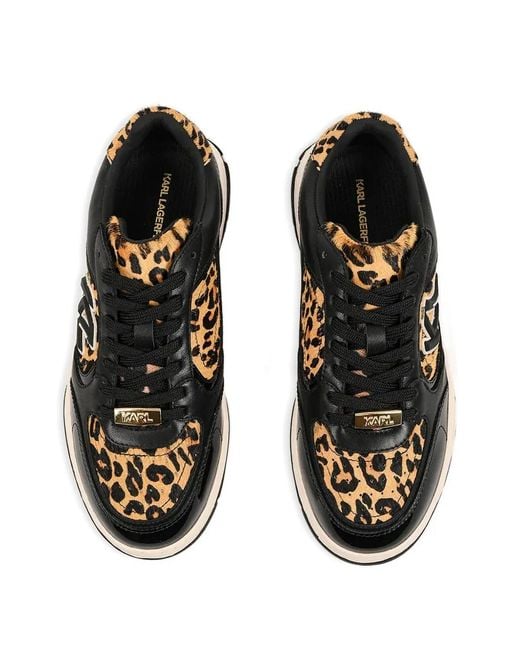 Karl Lagerfeld Black Logo Leopard-Print Sneakers