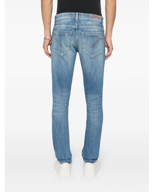 Dondup Blue Logo-Plaque Distressed Jeans for men