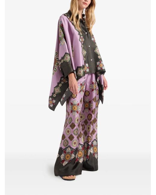 LaDoubleJ Pink Placée-Print Silk Shirt