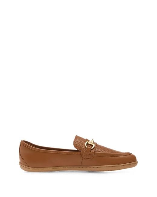 Be Lenka Brown Divella Woven-Panel Horsebit Loafers