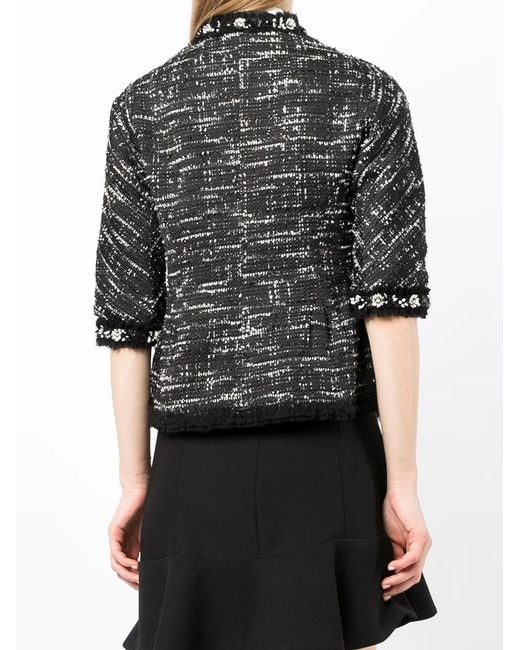 Shiatzy Chen Black Bead-Embellished Tweed Jacket
