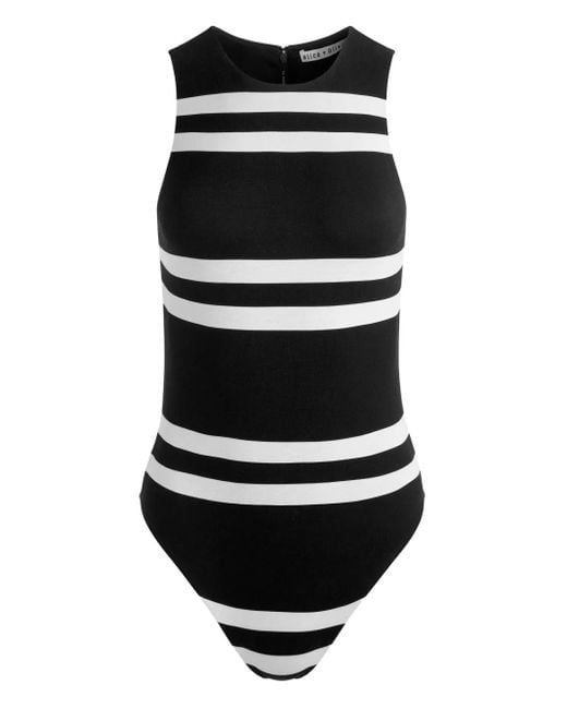 Alice + Olivia Rothy ストライプ ボディスーツ Black