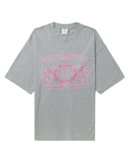 Vetements Gray T-Shirt mit Logo-Applikation