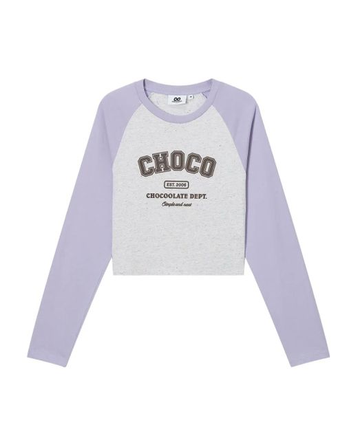 Felpa Crop Con Maniche Raglan di Chocoolate in White
