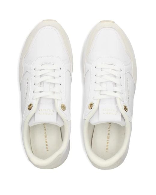 Tommy Hilfiger White Logo-Detail Leather Sneakers