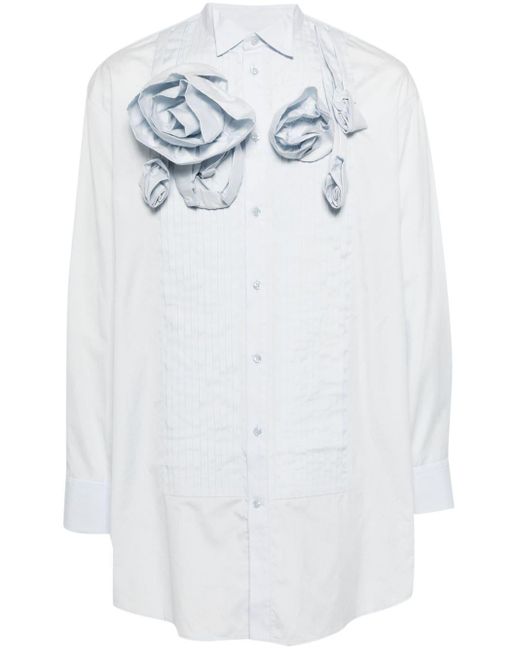 Simone Rocha White Appliqué-flower Pintuck Popling Shirt for men