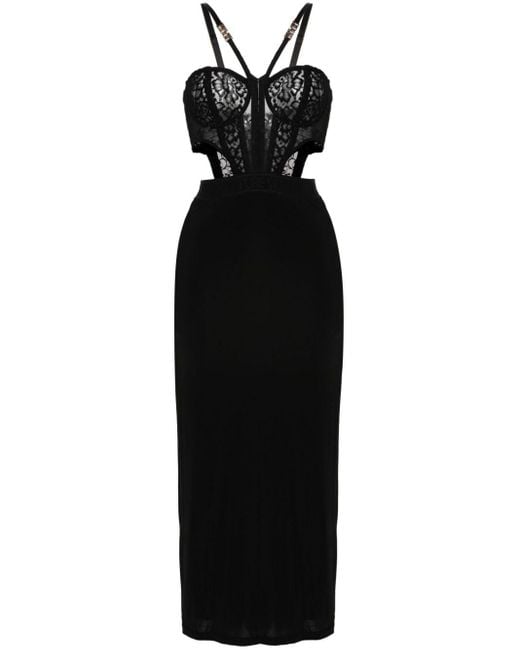 Robe à design à empiècements Versace en coloris Black