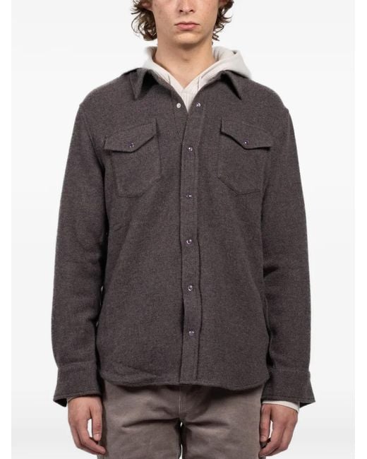 God's True Cashmere Purple Pocket Button Shirt
