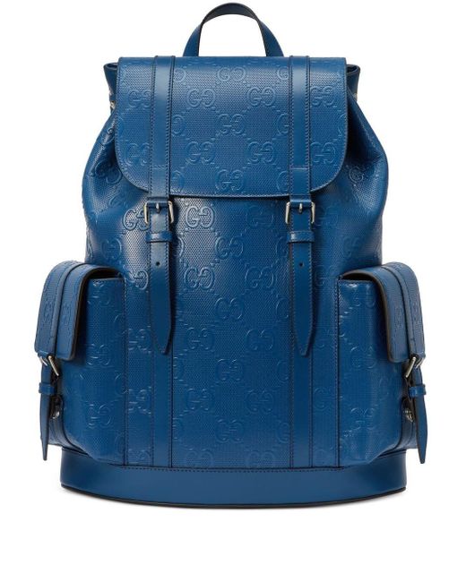 Gucci Blue GG-embossed Backpack for men