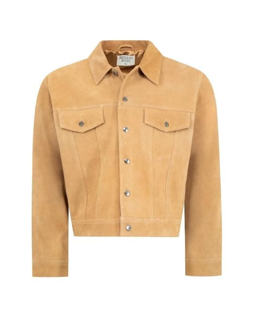 MIDNIGHT RODEO Natural 1968 Suede Trucker Jacket for men