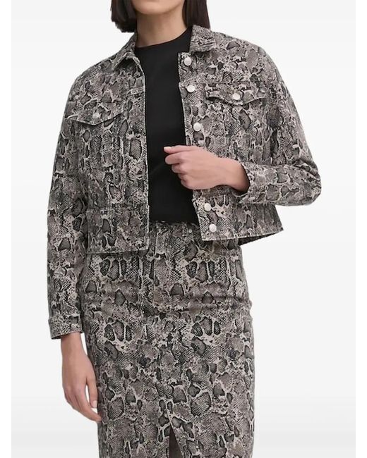 Joop! Gray Snake-print Denim Jacket