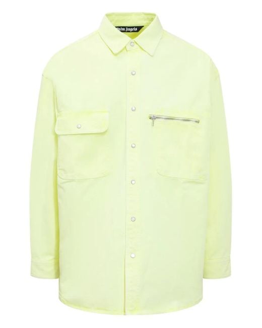 Palm Angels Yellow Zip-Pocket Overshirt for men