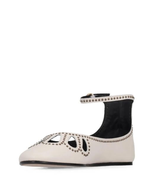 Isabel Marant White Stud-Embellished Cutout Ballet Flats