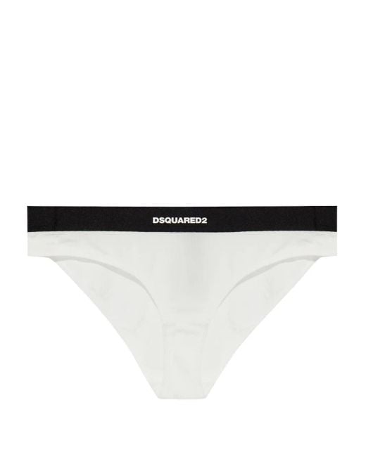 DSquared² White Contrasting Logo-Print Briefs