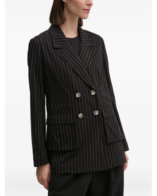 DKNY Black Pinstripe Double-Breasted Jacket