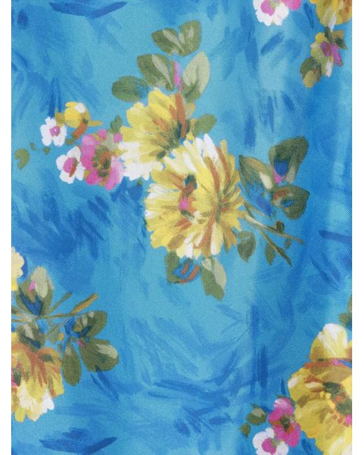 LaDoubleJ Blue Roy One-Shoulder Floral-Print Midi Dress