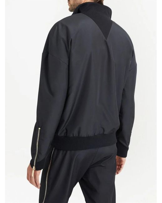 Giuseppe Zanotti Black Embroidered-Logo Zip-Up Bomber Jacket for men