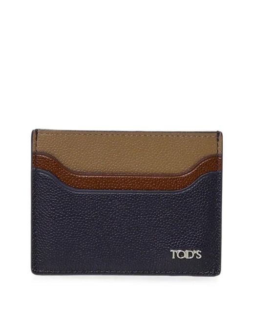 Tod's Blue Logo-Plaque Pebbled-Leather Cardholder for men